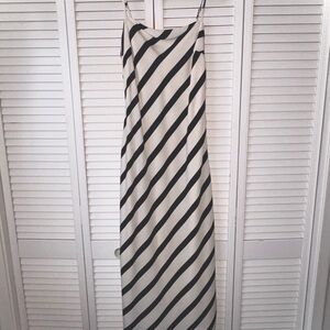 Abercrombie Slip Maxi Dress - Black & Cream Stripe, Size M